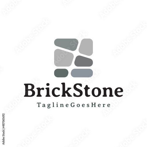 abstract brick stone logo design