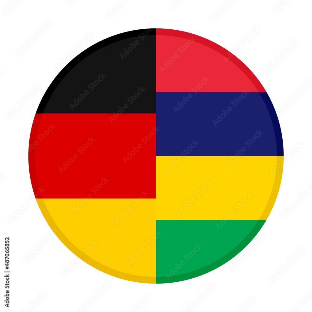round icon with germany and mauritius flags. vector illustration isolated on white background round icon with germany and mauritius flags. vector illustration isolated on white background