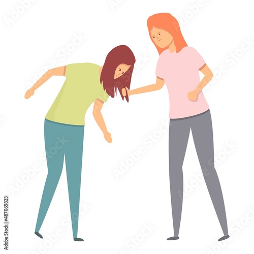 Student fight icon cartoon vector. School violence. Kid abuse