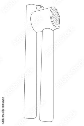 Garlic crusher vector outline. Kitchenware.