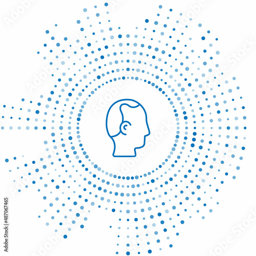 Blue line Baldness icon isolated on white background. Alopecia. Abstract circle random dots. Vector