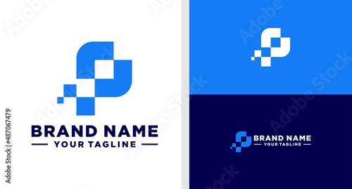 LETTER P LOGO DATA DIGITAL EDITABLE