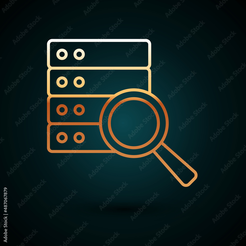 Gold line Server, Data, Web Hosting icon isolated on dark blue background. Vector Gold line Server, Data, Web Hosting icon isolated on dark blue background. Vector