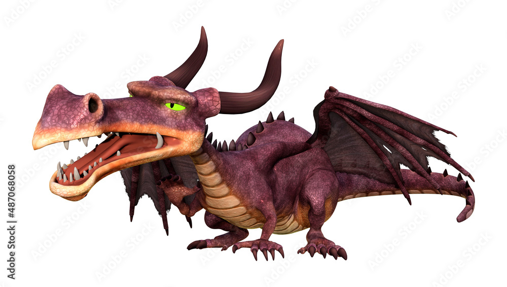 3D Rendering Fairy Tale Dragon on White 3D Rendering Fairy Tale Dragon on White