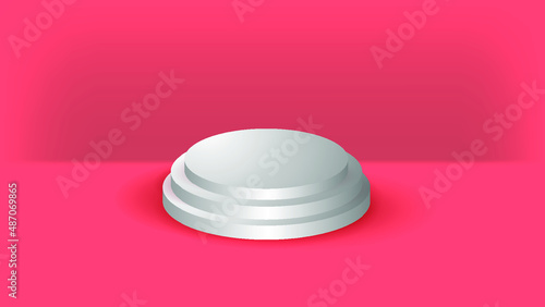 Podium circle realistic background vector 3D illustration. With pink color and decor. illustrator vector. 