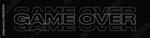 GAME OVER Typographic Banner. 'Game Over' Modern Linear Typography Text Illustration Isolated on Black Background Web Banner