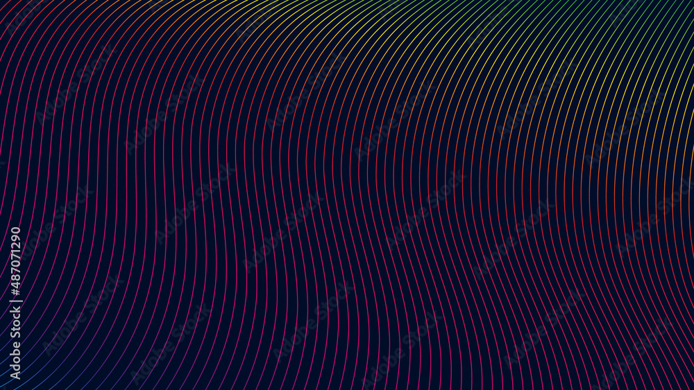 Abstract Background Vector. Modern Background Design with Rainbow Colour Spectrum Wavy Lines on Black Backdrop. Abstract Background Vector. Modern Background Design with Rainbow Colour Spectrum Wavy Lines on Black Backdrop.