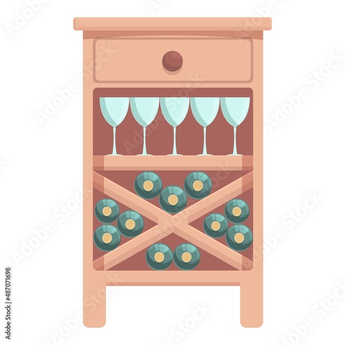 Showcase wine cabinet icon cartoon vector. Bar alcohol. Storage box