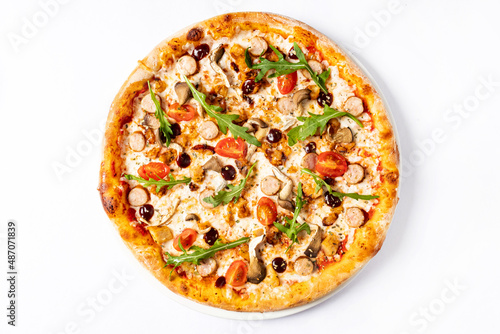 italian pizza on the white background