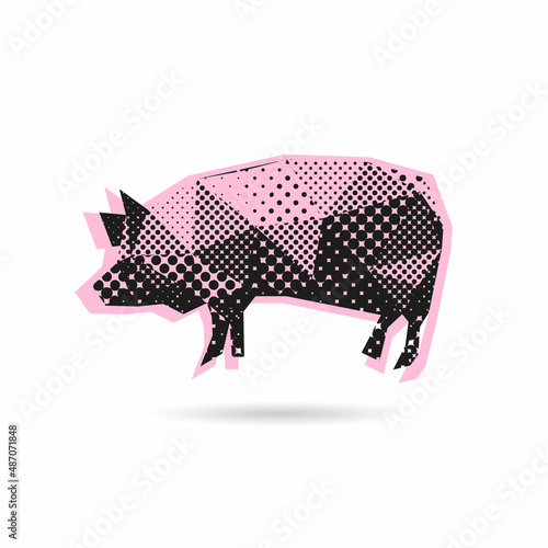 Abstract pig isolated on a white backgrounds, vector illustration