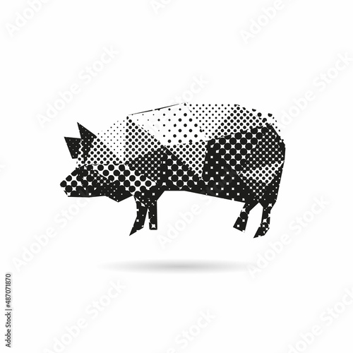 Abstract pig isolated on a white backgrounds, vector illustration