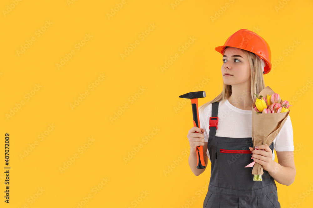 Concept of equality with young attractive woman Concept of equality with young attractive woman