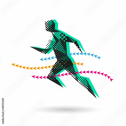 Sport man running abstract isolated on a white background