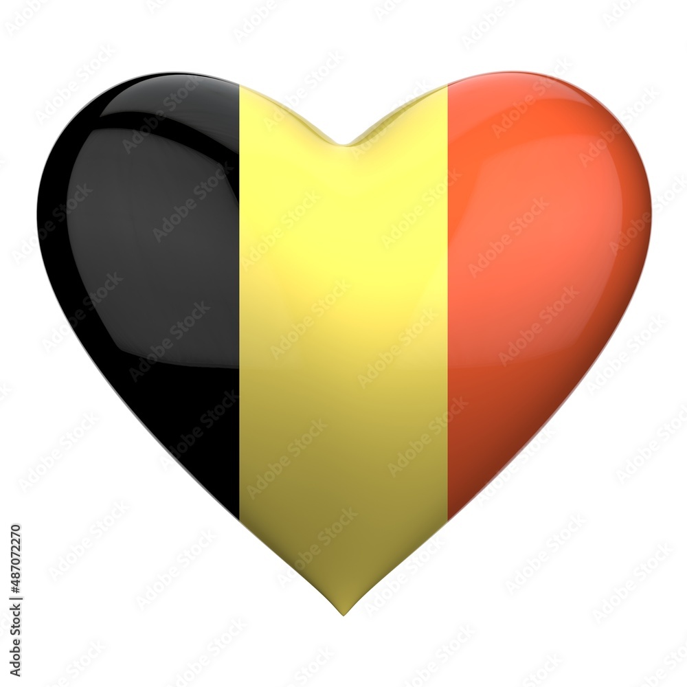 Fototapeta premium Heart shaped Belgian flag isolated on white background