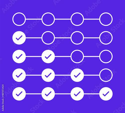 Process Infographic Vector. Step by Step Timeline Progress Bar with Check Marks. 