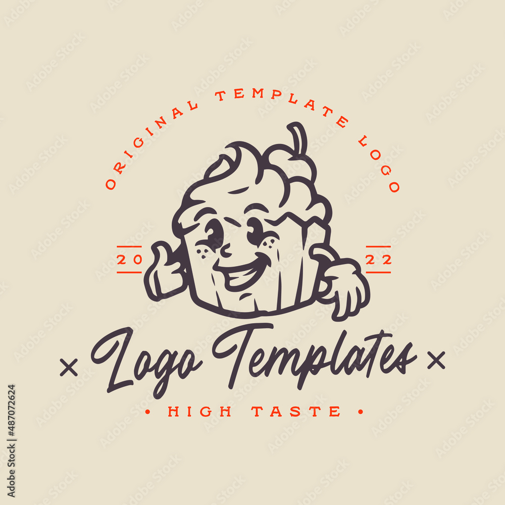 cute cake character logo..cute smiley cake logo vector template. cute cake character logo..cute smiley cake logo vector template.