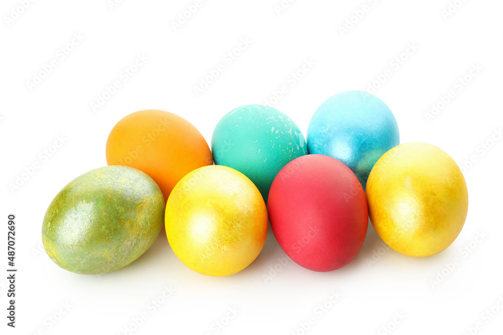 Multicolor Easter eggs isolated on white background