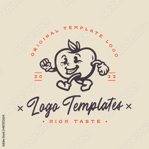 orange character logo. orange fruit character template logo