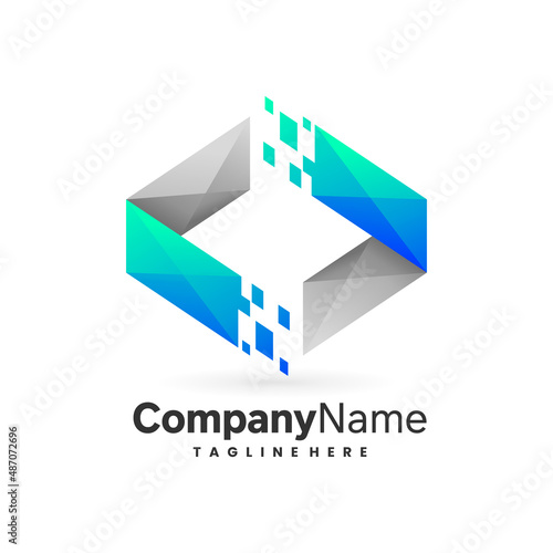 digital technology vector logo icon