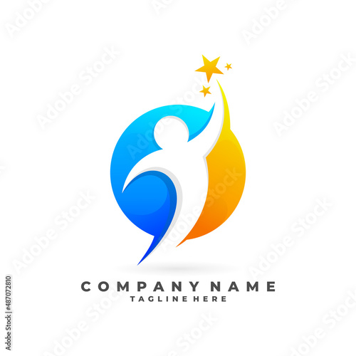 creative star people logo design template