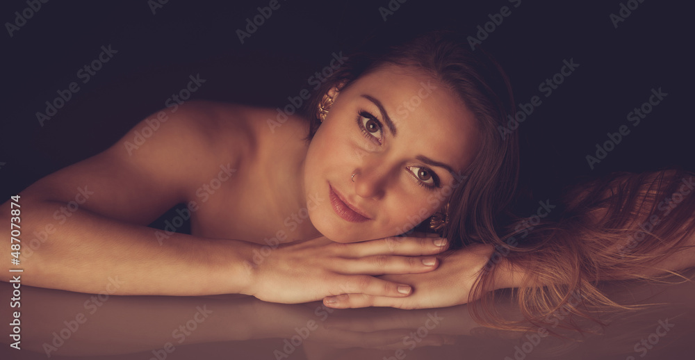 Beauty portrait of a cute woman banner size Beauty portrait of a cute woman banner size