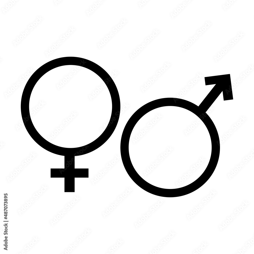 Sign for male and female, black and white image isolated on white background Sign for male and female, black and white image isolated on white background