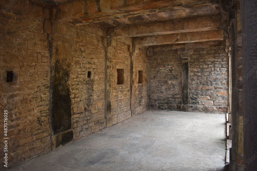 Interior view of top Gadi Darwaza of Raisen Fort, Fort was built-in 11th Century AD, This is a protected monument and an ancient heritage, Madhya Pradesh, India.