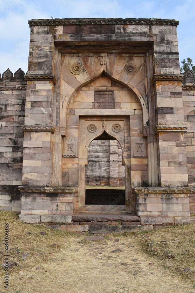 Back entrance Gate of Baradari and Dargah of Peer Salauddin, near Motia talab at Raisen Fort, Fort was built-in 11th Century AD, Madhya Pradesh, India. Back entrance Gate of Baradari and Dargah of Peer Salauddin, near Motia talab at Raisen Fort, Fort was built-in 11th Century AD, Madhya Pradesh, India.