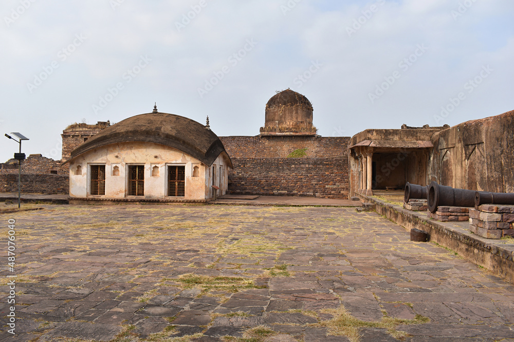 Inside Baradari Cannons, Itardana (Atardan ka Mahal) Probably this room was used as a dressing room.  Raisen fort. Madhya Pradesh, India.