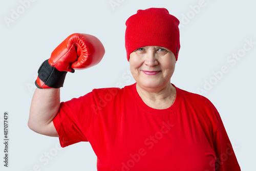 Granny boxer in red on a white background. © Zuev Ali