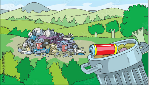 The garbage that was dumped in the roadside park.