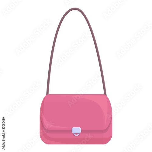 Pink woman bag icon cartoon vector. Fashion handbag. Female beauty
