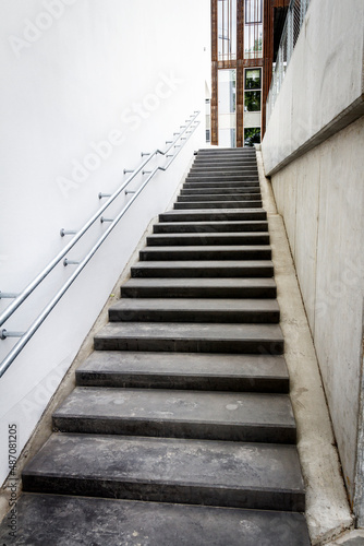 Empty staircase between office buildings