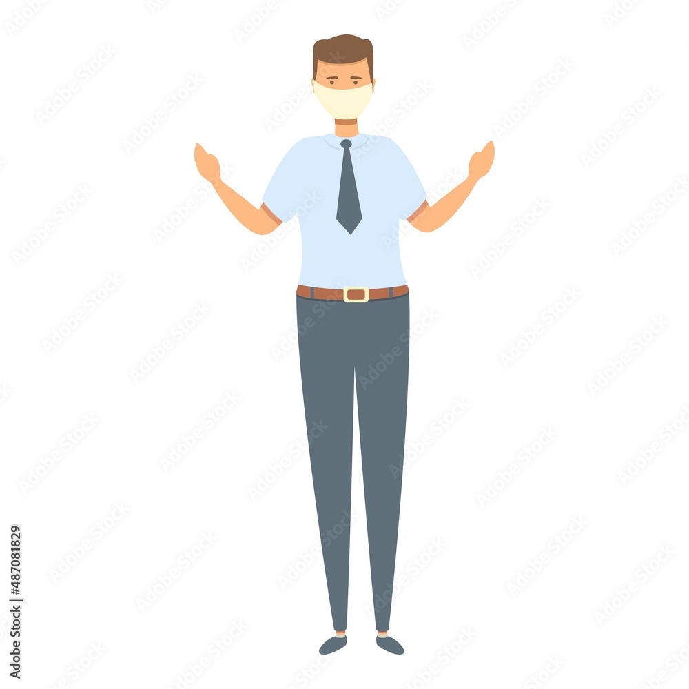 Security man in mask icon cartoon vector. Medical face. People business Security man in mask icon cartoon vector. Medical face. People business