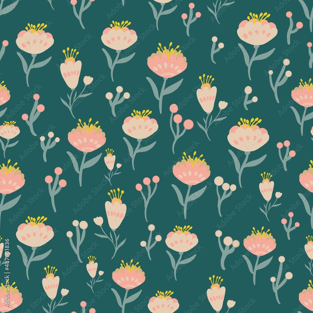 Fototapeta premium seamless flowers pattern, floral pattern 