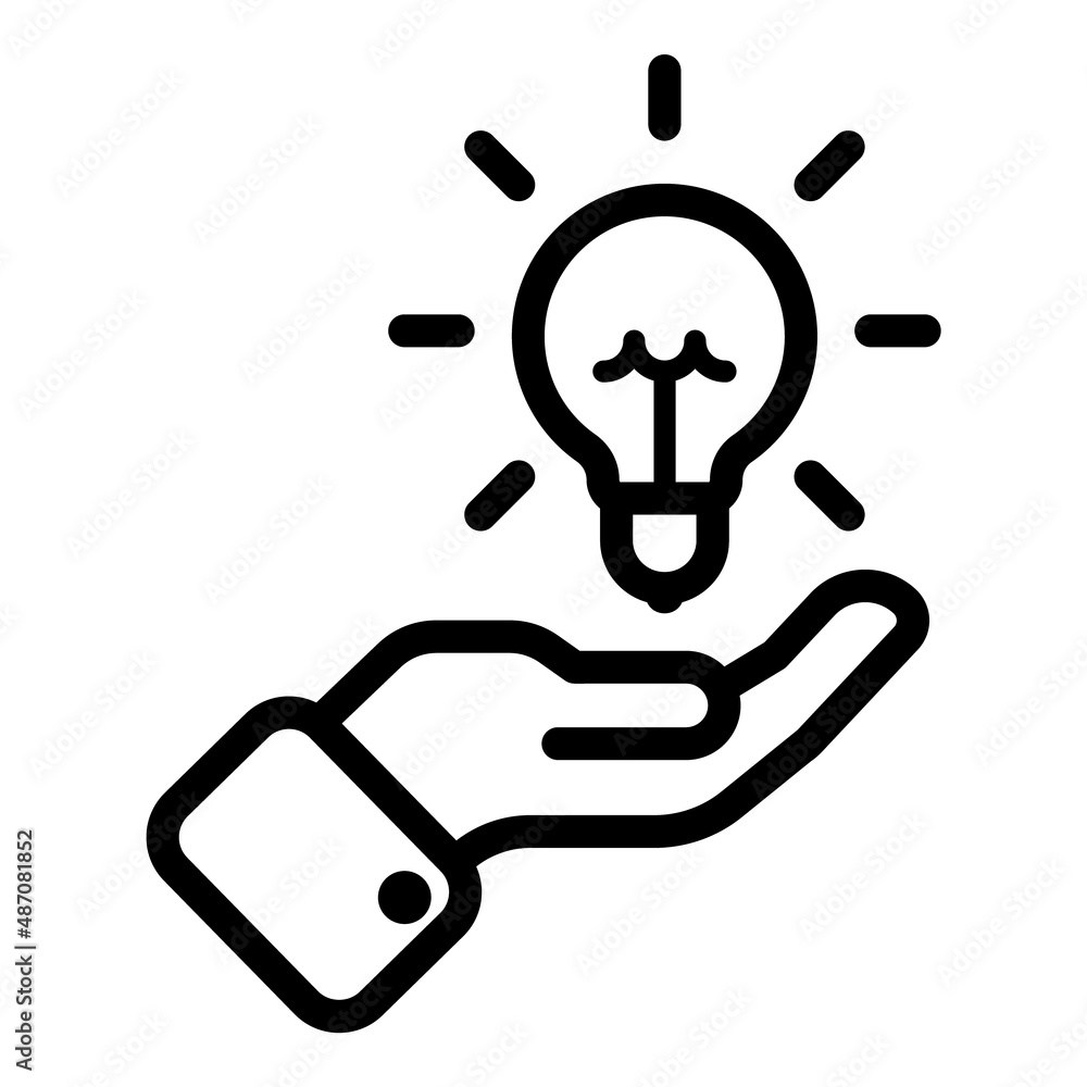 Lightbulb In Hand Flat Icon Isolated On White Background Lightbulb In Hand Flat Icon Isolated On White Background