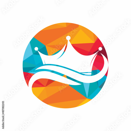 Wave king vector logo design. Water sea waves and crown vector design. 