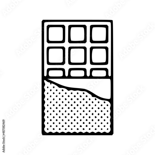 Chocolate bar doodle icon isolated on white background