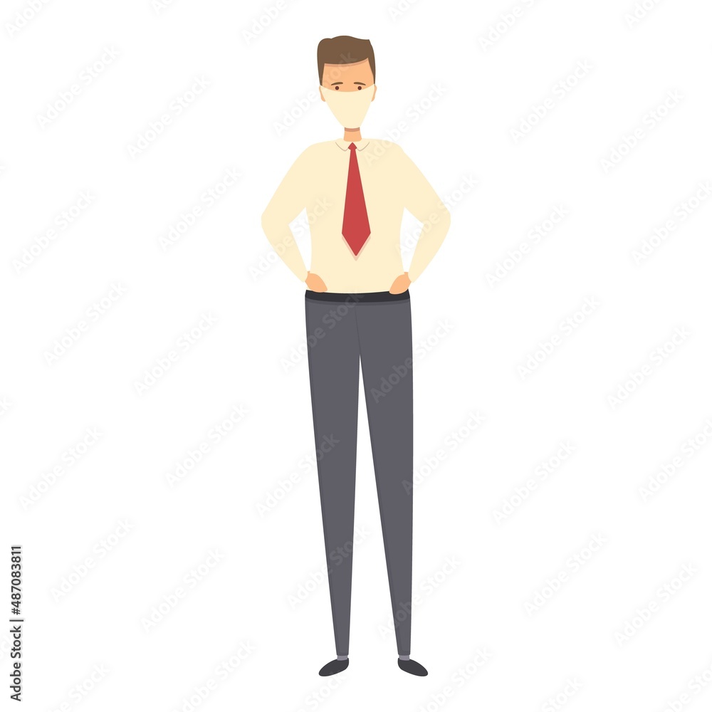 Manager person in mask icon cartoon vector. Safety team. Facial prevention Manager person in mask icon cartoon vector. Safety team. Facial prevention