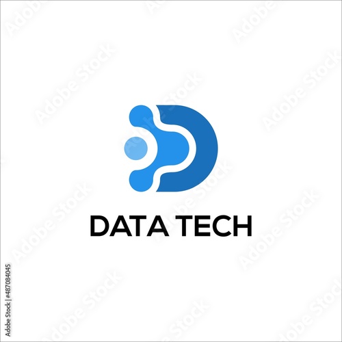 Data Tech Logo Template. Letter D. Internet.