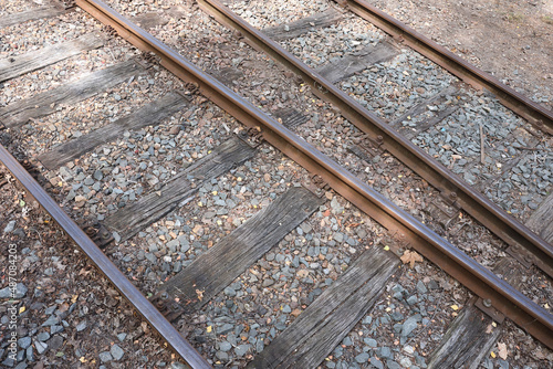 Close-up of an old railroad track 