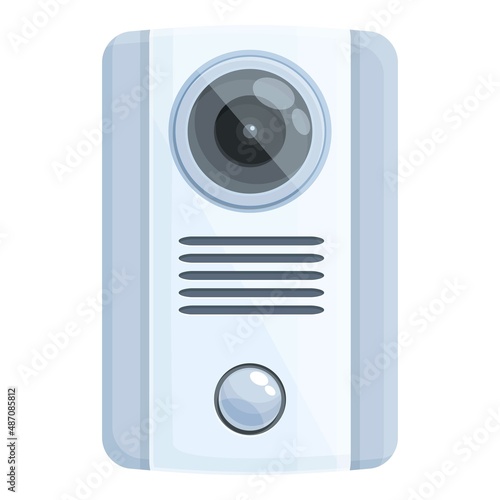 Apartment intercom icon cartoon vector. Video system. Bell home