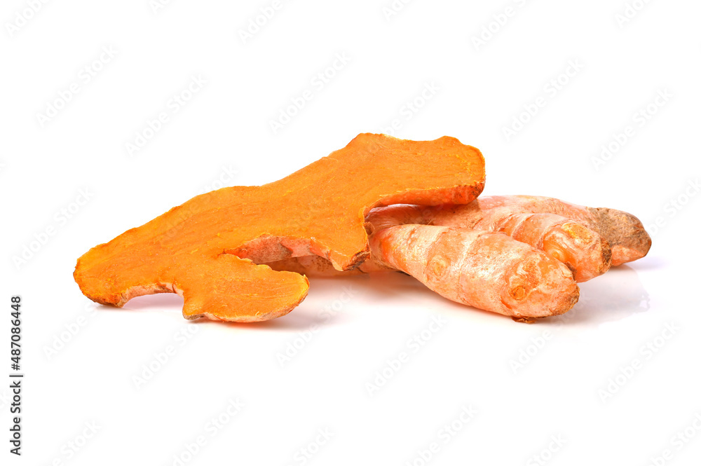 turmeric roots isolated on white background turmeric roots isolated on white background