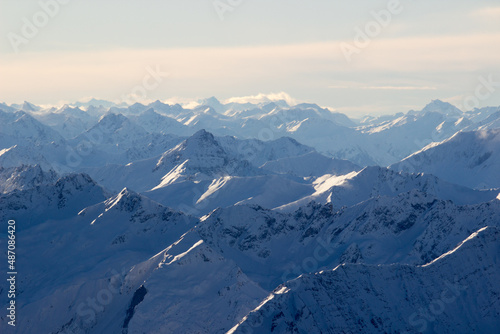 European Alps from the top of Zugspitze - Germany's tallest mountain