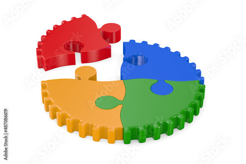 puzzle pieces link in circl...