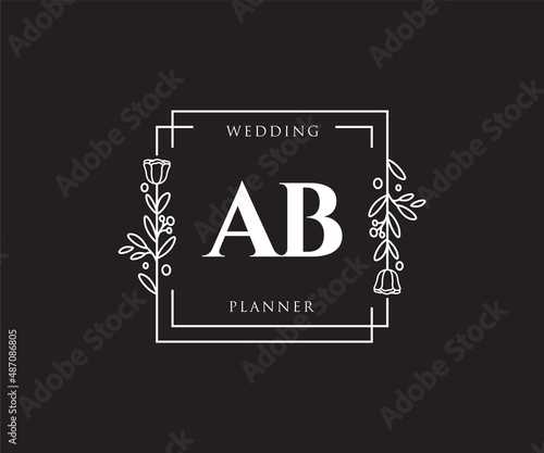 Initial AB feminine logo. Usable for Nature, Salon, Spa, Cosmetic and Beauty Logos. Flat Vector Logo Design Template Element.