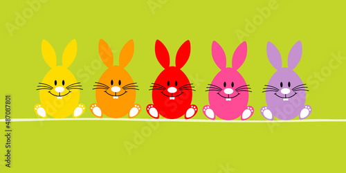 5 Osterhaseneier Banner Grün