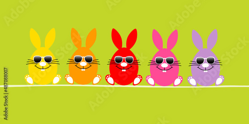 5 Osterhaseneier Sonnenbrille Banner Grün