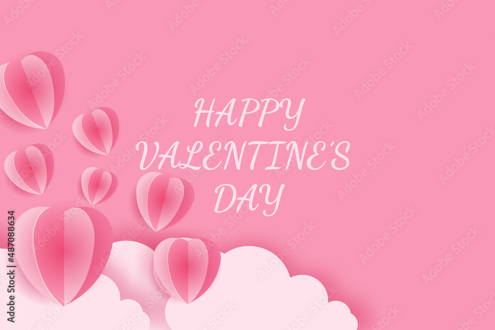 cloud and heart valentine's day background Premium Vector