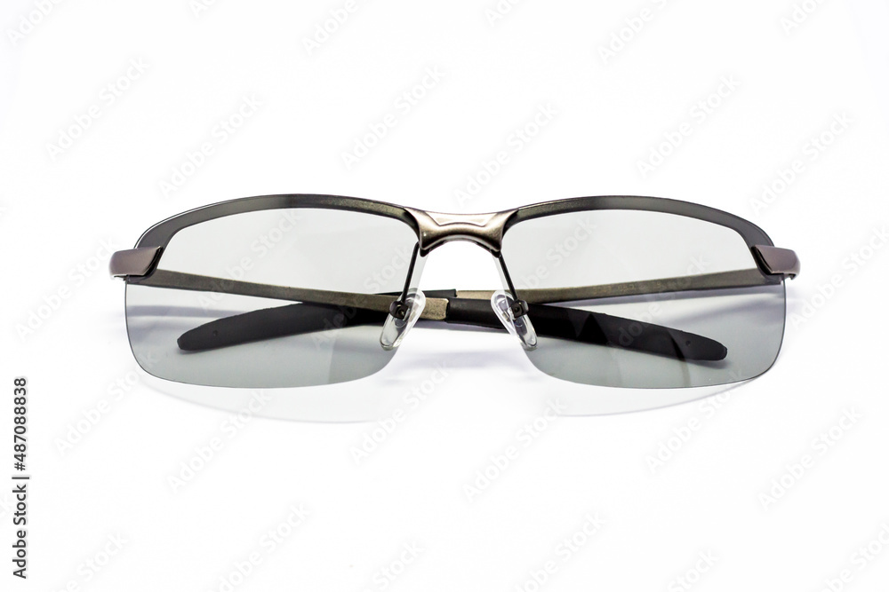 black sunglasses gray clear glass lens stylish sunglasses isolated on a white background black sunglasses gray clear glass lens stylish sunglasses isolated on a white background